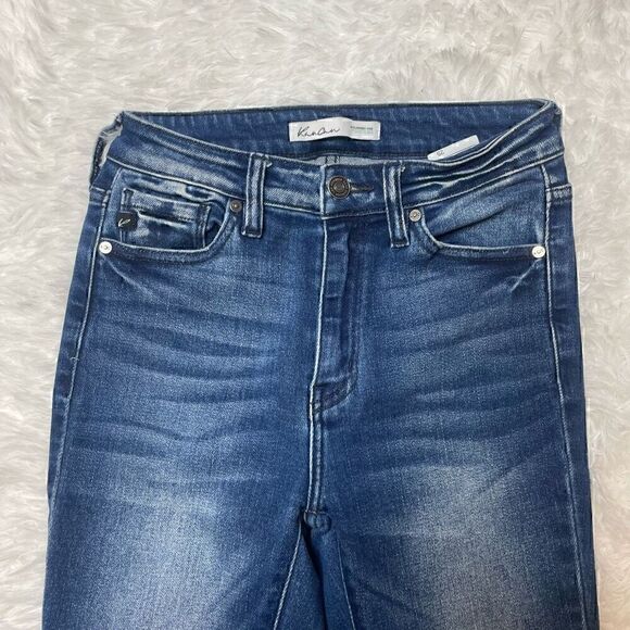 KanCan Skinny Jeans High Rise Distressed Raw Hem Stretch Dark Wash Size 25 - Picture 5 of 8